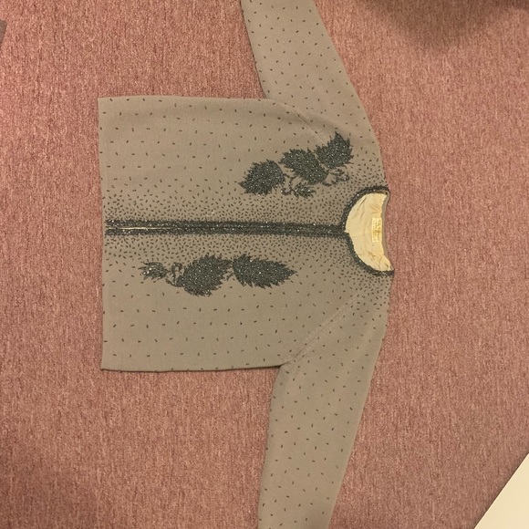 Stunning Vintage Taupe Embroidered Wool Cardigan - Picture 8 of 8